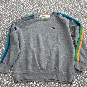 Aviator Nation Gray Sweatshirt with Multicolor Stripes